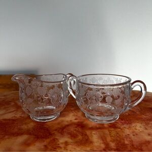 Vintage Rose Point Cream and Sugar Set